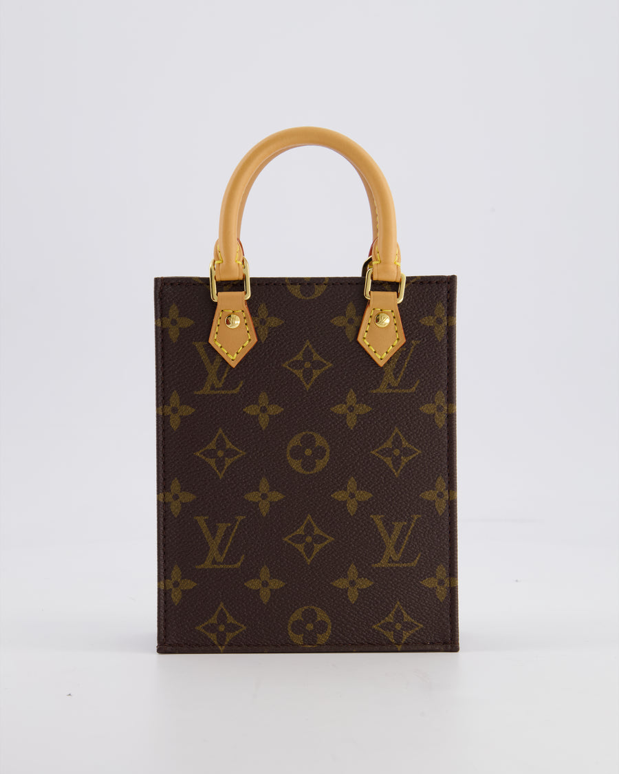 Louis Vuitton Petit Sac Plat Crossbody Bag in Brown Monogram Canvas with Gold Hardware RRP £1420