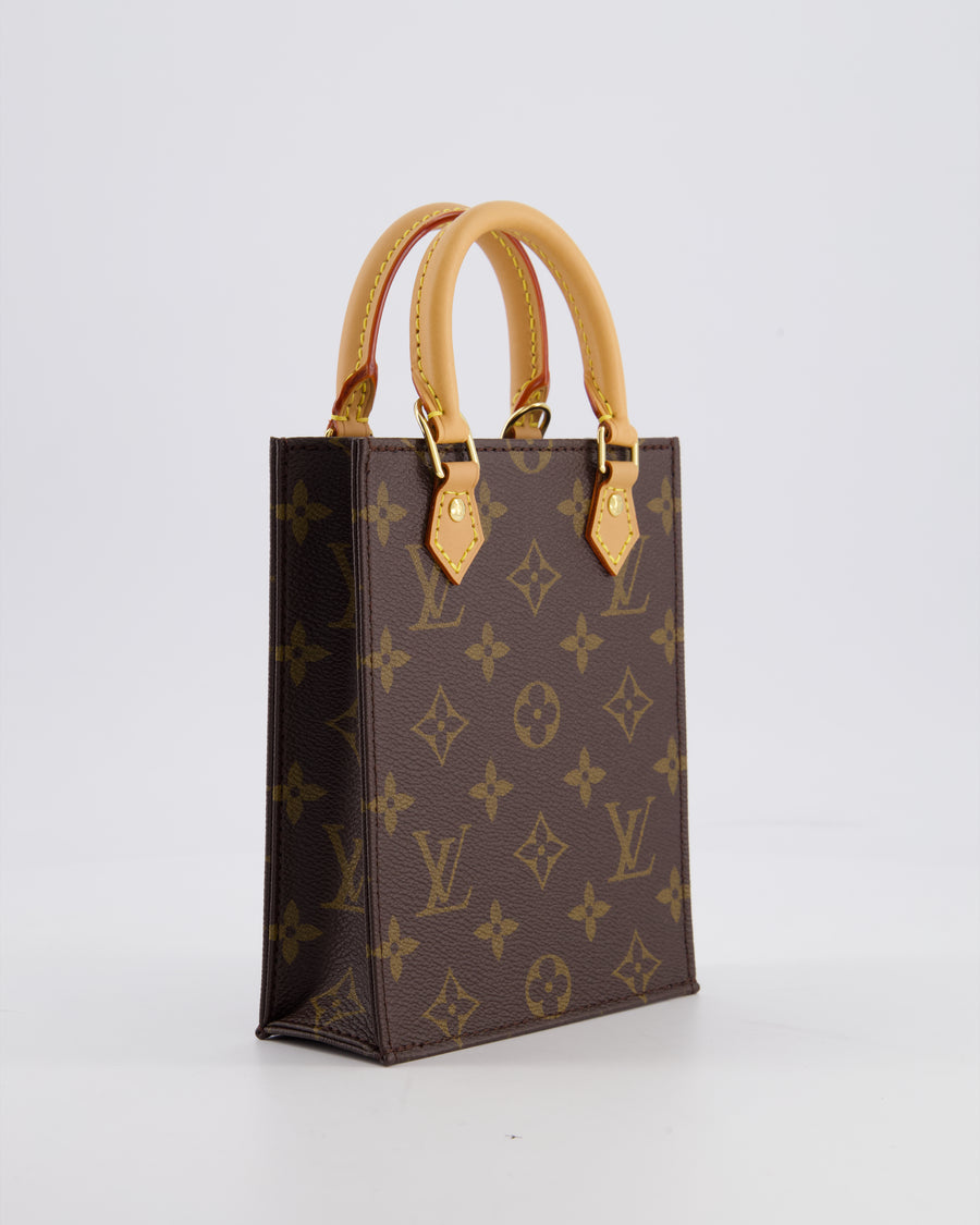 Louis Vuitton Petit Sac Plat Crossbody Bag in Brown Monogram Canvas with Gold Hardware RRP £1420