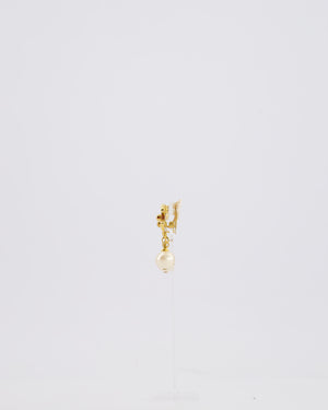 Chanel 96P Vintage Gold Turn Lock CC and Pearl Clip-On Earrings