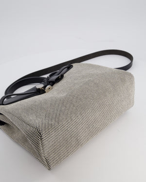 *FIRE PRICE* Hermès Herbag 31 Zip Bag in Ecru Toile Quadrille Viking Canvas, Noir Vache Swift Leather with Palladium Hardware