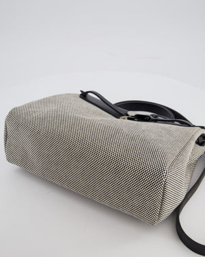 *FIRE PRICE* Hermès Herbag 31 Zip Bag in Ecru Toile Quadrille Viking Canvas, Noir Vache Swift Leather with Palladium Hardware