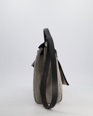 *FIRE PRICE* Hermès Herbag 31 Zip Bag in Ecru Toile Quadrille Viking Canvas, Noir Vache Swift Leather with Palladium Hardware