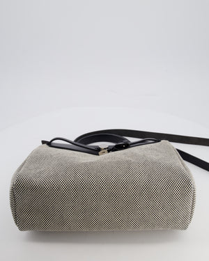 *FIRE PRICE* Hermès Herbag 31 Zip Bag in Ecru Toile Quadrille Viking Canvas, Noir Vache Swift Leather with Palladium Hardware