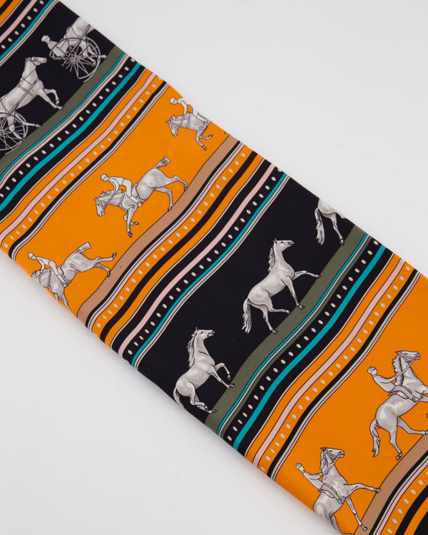 Hermès Orange and Brown Sequences Silk Scarf 65cm