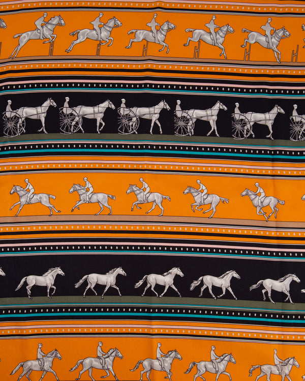 Hermès Orange and Brown Sequences Silk Scarf 65cm