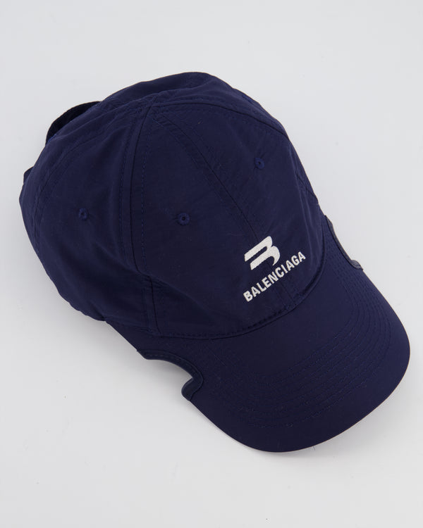Balenciaga Navy Blue Notch Tracksuit Logo Cap