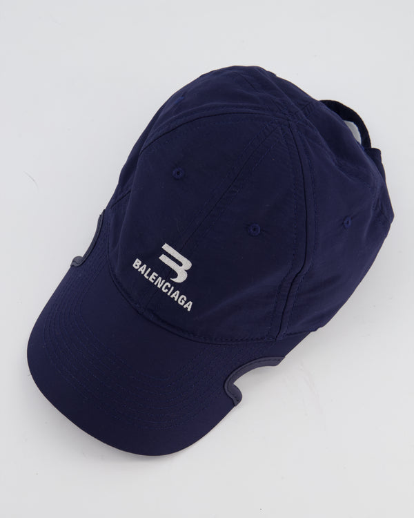 Balenciaga Navy Blue Notch Tracksuit Logo Cap