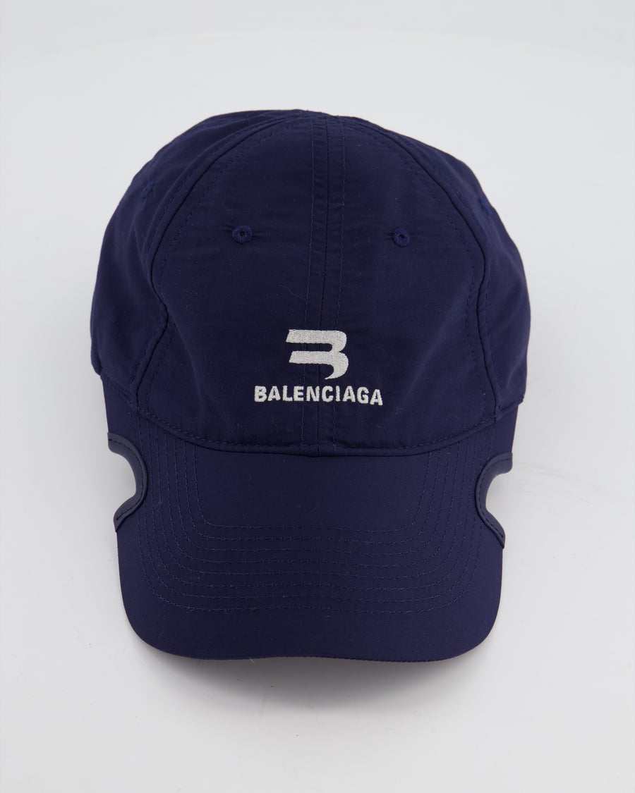 Balenciaga Navy Blue Notch Tracksuit Logo Cap