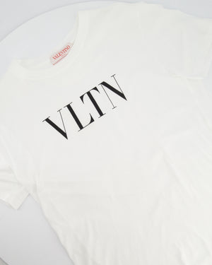 Valentino White VLTN Logo Print Cotton T-Shirt Size S (UK 8)