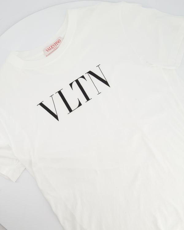 Valentino White VLTN Logo Print Cotton T-Shirt Size S (UK 8)