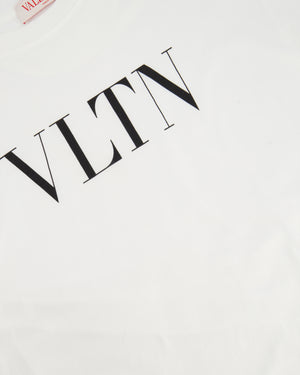 Valentino White VLTN Logo Print Cotton T-Shirt Size S (UK 8)