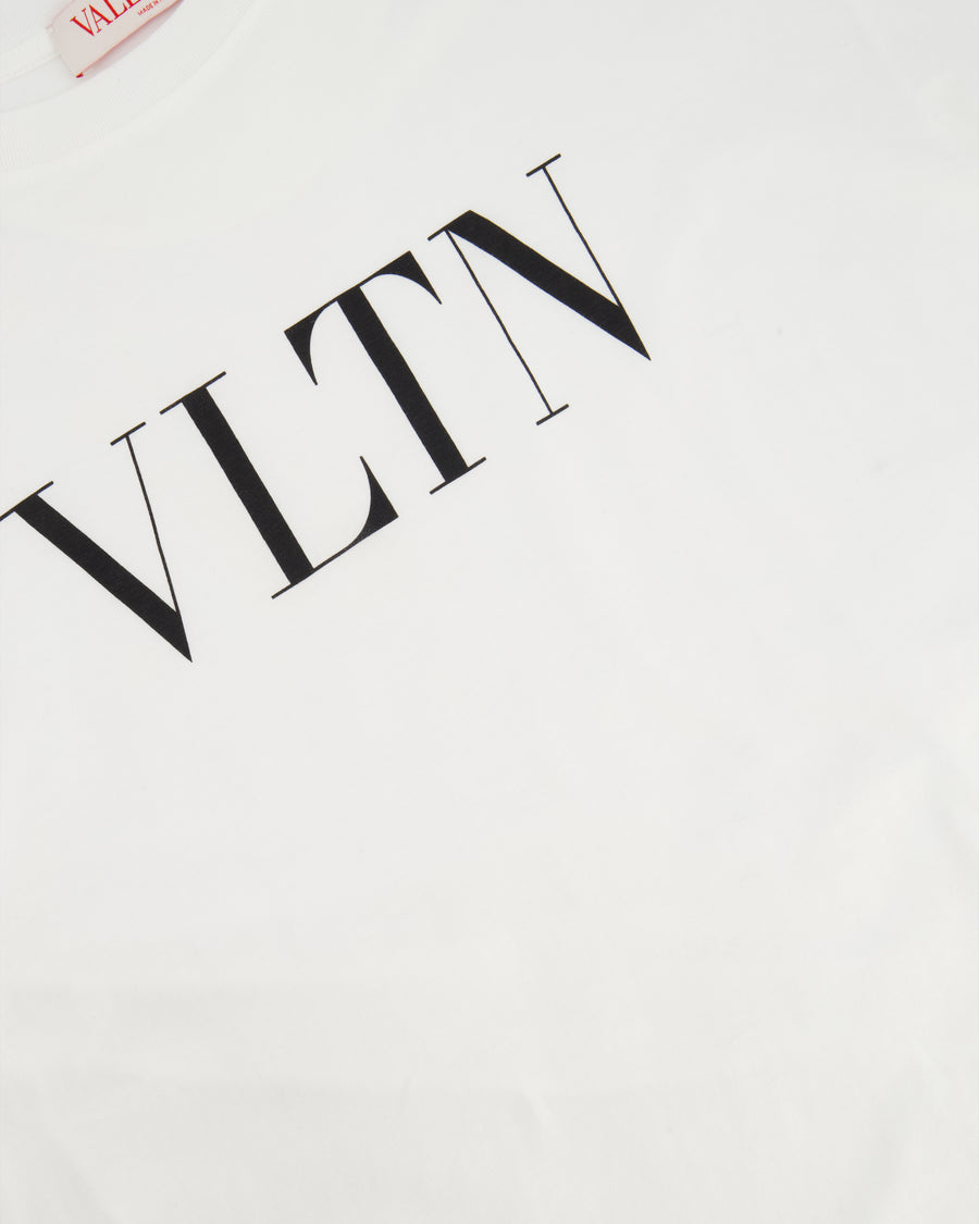 Valentino White VLTN Logo Print Cotton T-Shirt Size S (UK 8)