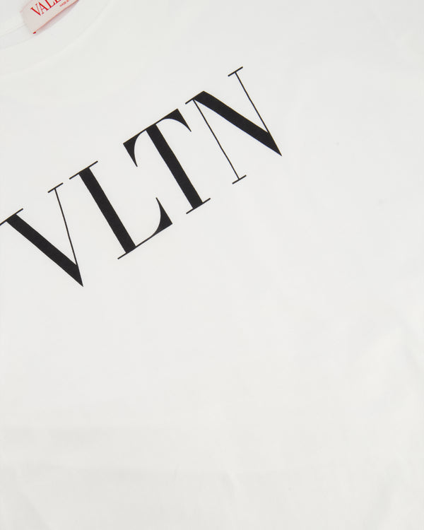 Valentino White VLTN Logo Print Cotton T-Shirt Size S (UK 8)