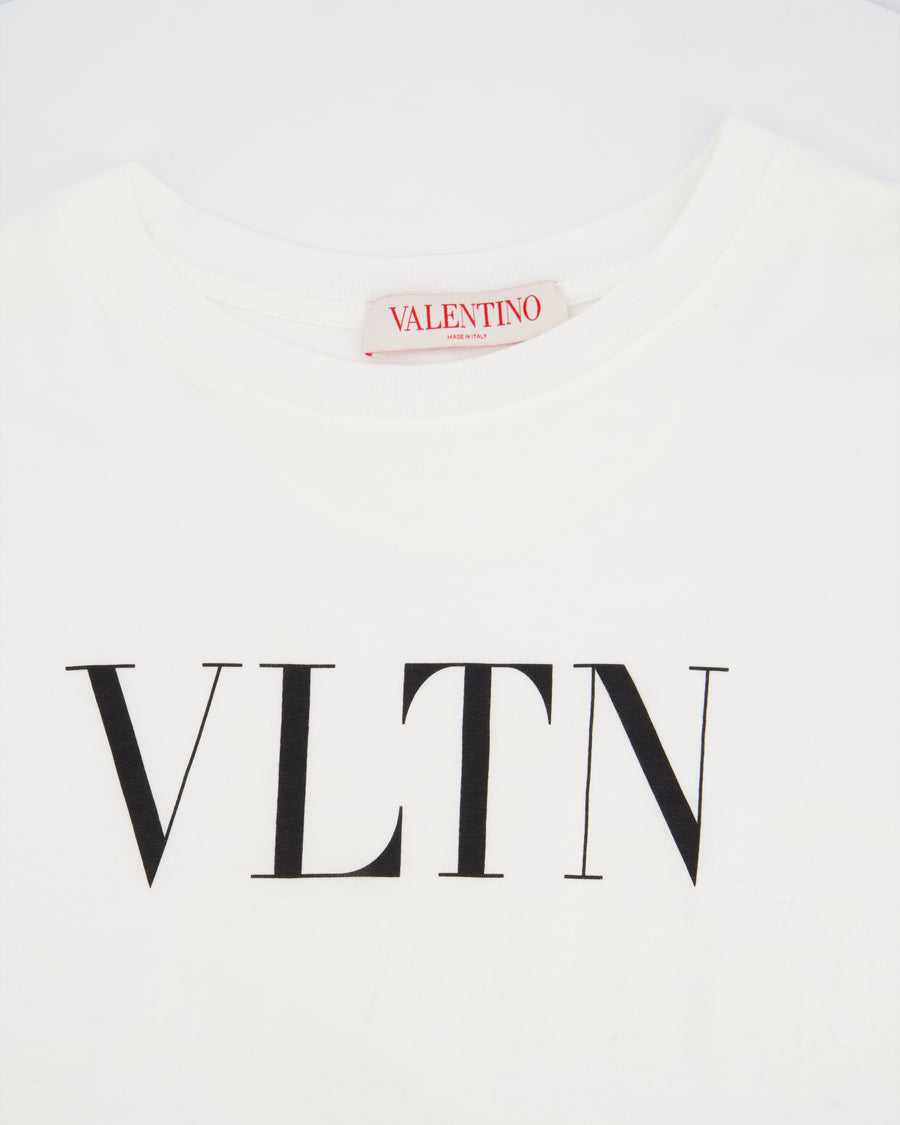 Valentino White VLTN Logo Print Cotton T-Shirt Size S (UK 8)