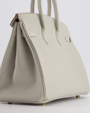 *RARE* Hermès Birkin 25 Retourne Bag in Gris Perle Togo Leather with Gold Hardware