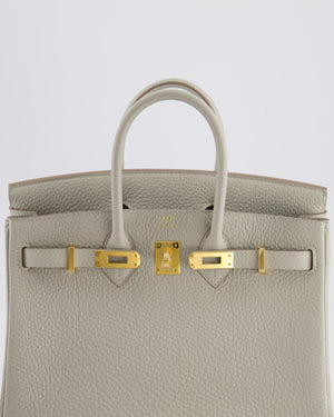 *RARE* Hermès Birkin 25 Retourne Bag in Gris Perle Togo Leather with Gold Hardware