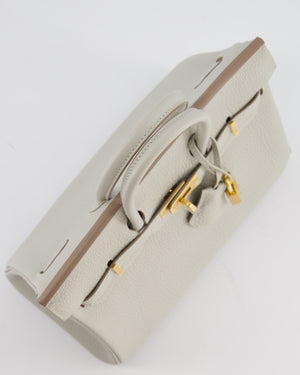 *RARE* Hermès Birkin 25 Retourne Bag in Gris Perle Togo Leather with Gold Hardware