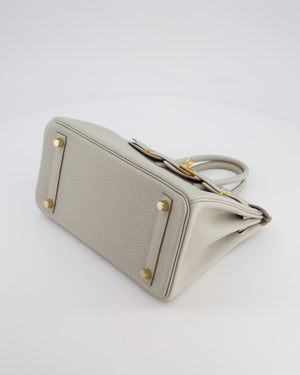 *RARE* Hermès Birkin 25 Retourne Bag in Gris Perle Togo Leather with Gold Hardware