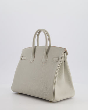 *RARE* Hermès Birkin 25 Retourne Bag in Gris Perle Togo Leather with Gold Hardware