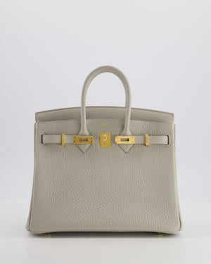 *RARE* Hermès Birkin 25 Retourne Bag in Gris Perle Togo Leather with Gold Hardware