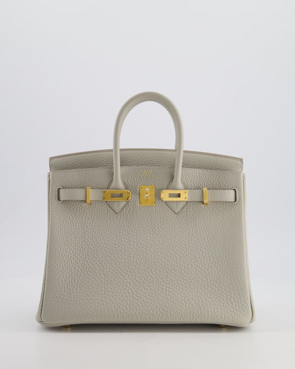 *RARE* Hermès Birkin 25 Retourne Bag in Gris Perle Togo Leather with Gold Hardware