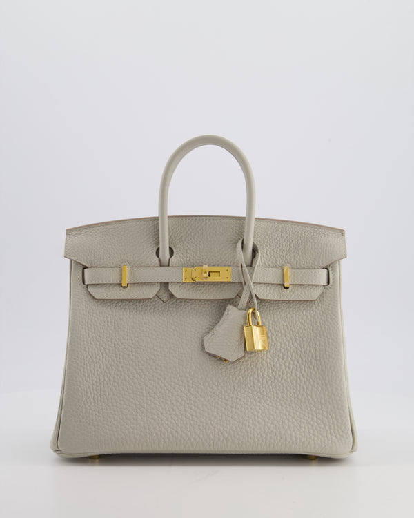 *RARE* Hermès Birkin 25 Retourne Bag in Gris Perle Togo Leather with Gold Hardware