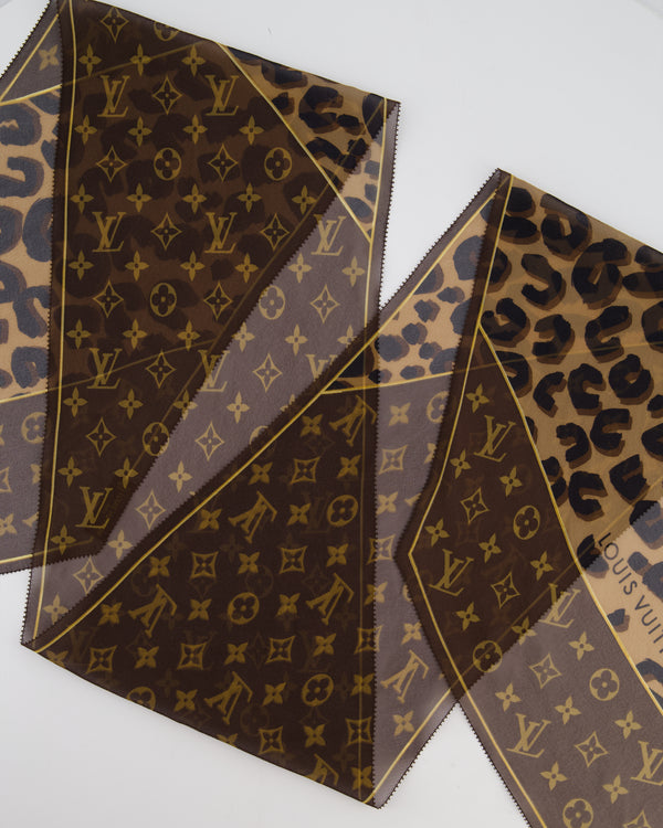 Louis Vuitton Brown Leopard Monogram Sheer Silk Scarf