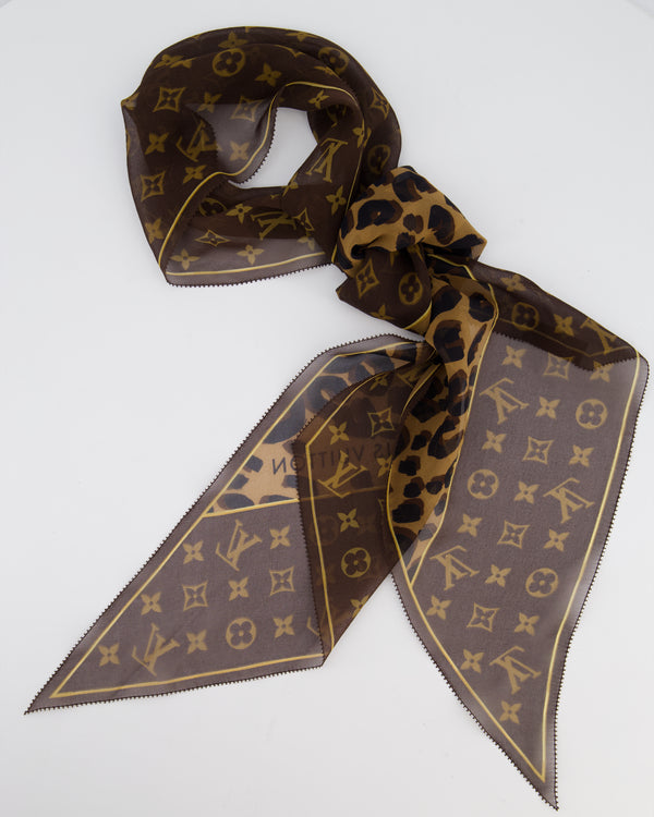 Louis Vuitton Brown Leopard Monogram Sheer Silk Scarf
