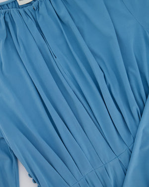 Magda Butrym Light Blue Floral Appliqué Ruched Maxi Dress with Cutouts Size S (UK 8)