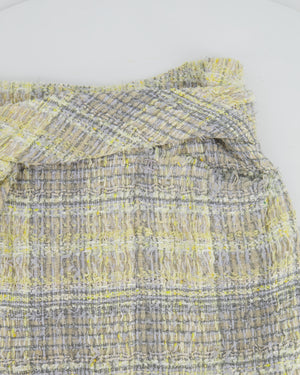 Chanel Yellow & Grey Tweed Midi Skirt with Pockets and Belt Size FR 38 (UK 10)