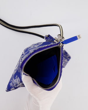 Christian Dior 2021 Blue Technical Fabric Small Travel Crossbody Pouch with Animal Print Detail