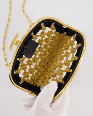 Fendi Baguette Phone Pouch in Natural Woven Raffia with a Chain