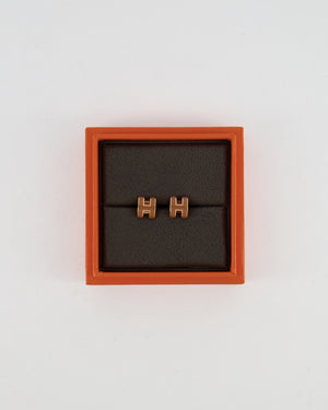Hermès Mini Pop H Earrings in Marron with Gold Hardware RRP £415