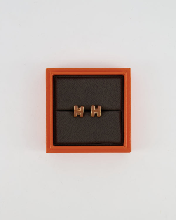Hermès Mini Pop H Earrings in Marron with Gold Hardware RRP £415