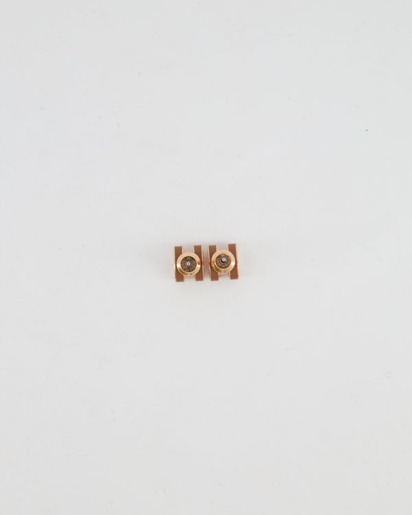 Hermès Mini Pop H Earrings in Marron with Gold Hardware RRP £415