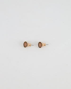 Hermès Mini Pop H Earrings in Marron with Gold Hardware RRP £415