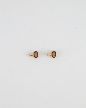 Hermès Mini Pop H Earrings in Marron with Gold Hardware RRP £415