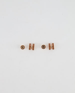Hermès Mini Pop H Earrings in Marron with Gold Hardware RRP £415