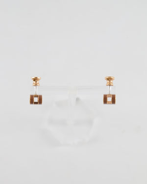 Hermès Mini Pop H Earrings in Marron with Gold Hardware RRP £415