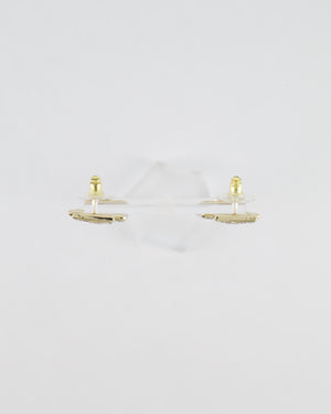 *HOT* Chanel 2023 Gold Crystal Embellished CC Logo Perfume Bottle Earrings