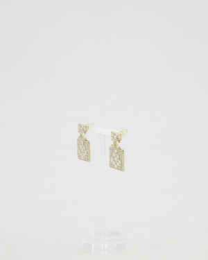 *HOT* Chanel 2023 Gold Crystal Embellished CC Logo Perfume Bottle Earrings