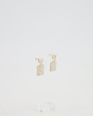 *HOT* Chanel 2023 Gold Crystal Embellished CC Logo Perfume Bottle Earrings