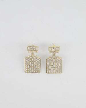 *HOT* Chanel 2023 Gold Crystal Embellished CC Logo Perfume Bottle Earrings
