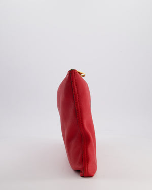 Gucci GG Logo Red Pebbled Leather Clutch Bag