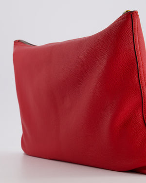 Gucci GG Logo Red Pebbled Leather Clutch Bag