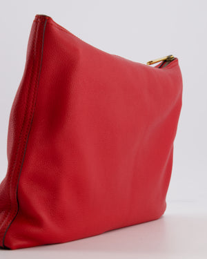 Gucci GG Logo Red Pebbled Leather Clutch Bag