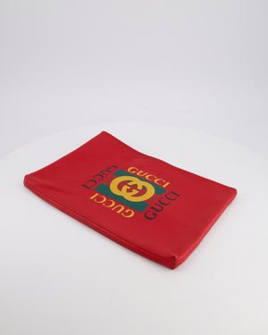 Gucci GG Logo Red Pebbled Leather Clutch Bag