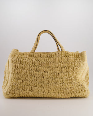 Valentino Beige Crochet Tote Bag with Gold Logo Detail