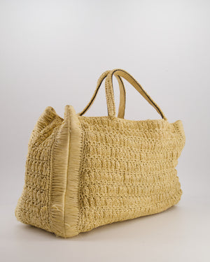 Valentino Beige Crochet Tote Bag with Gold Logo Detail