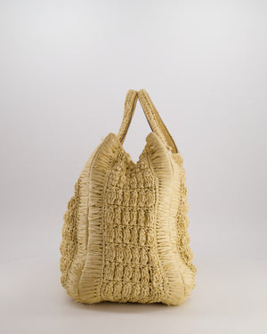 Valentino Beige Crochet Tote Bag with Gold Logo Detail